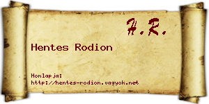 Hentes Rodion névjegykártya